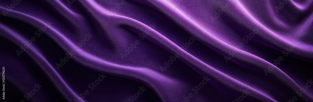 Poster elegant purple satin fabric drapery flowing smoothly and reflecting light in soft waves for backgrou