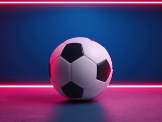 Fototapeta premium Soccer Ball on Colorful Background with Neon Lighting Effects