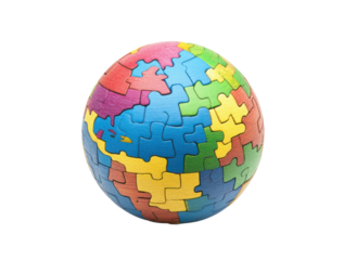 World Autism Day Logo with Globe, isolated on transparent background