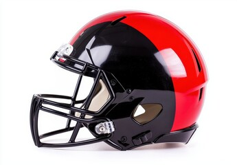 Fototapeta premium Modern American football helmet in bold red and black design