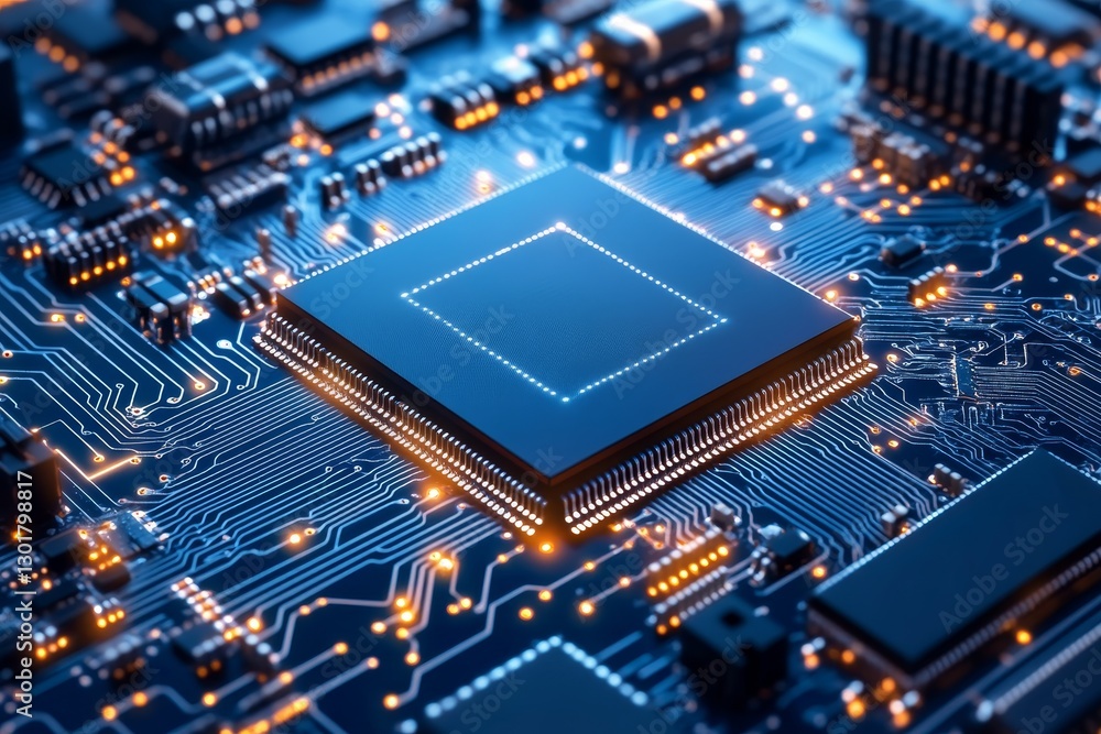 Aufkleber blue circuit board background vector illustration for digital technology and cyber network concepts
