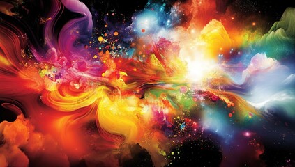 Vibrant Cosmic Nebula with Swirling Colors and Bright Energy