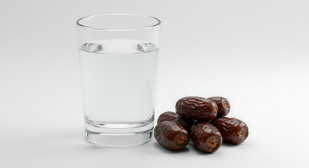 Fruits dates with glass of water
