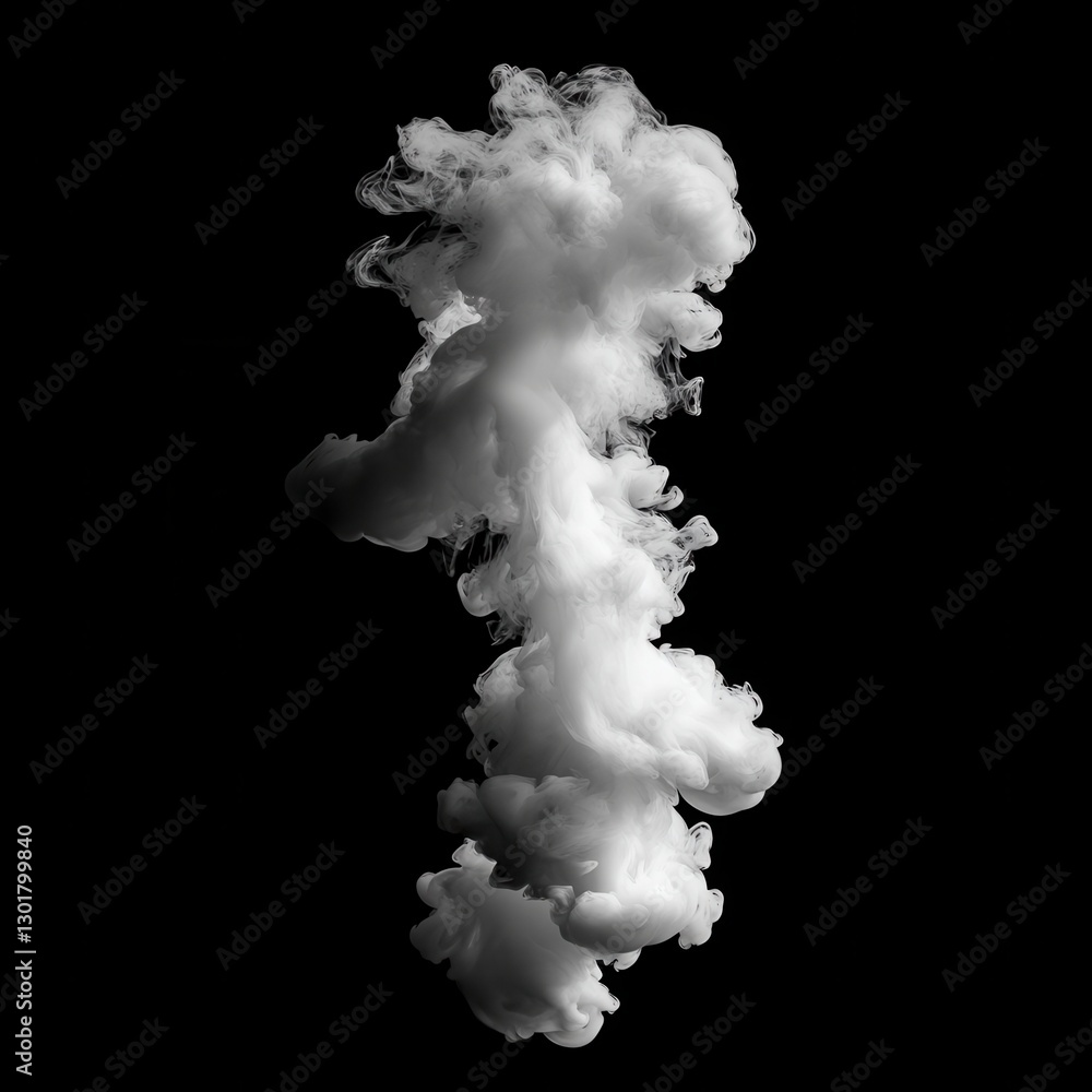 Poster ethereal white smoke rising against a dark background creating intriguing abstract shapes and textur