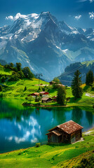 Fototapeta premium Switzerland’s Enchanting Natural Landscape - A Perfect Blend of Tranquil Life and Adventurous Tales
