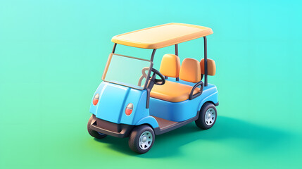 Golf Cart isometric Cartoon 3D