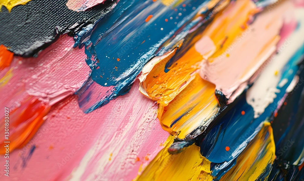 Aufkleber abstract paint strokes with vibrant color palette and texture on canvas