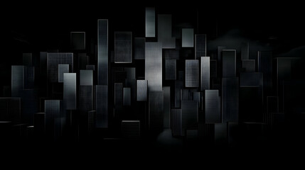 3D Illustration Dark City Abstract Background Buildings Architecture