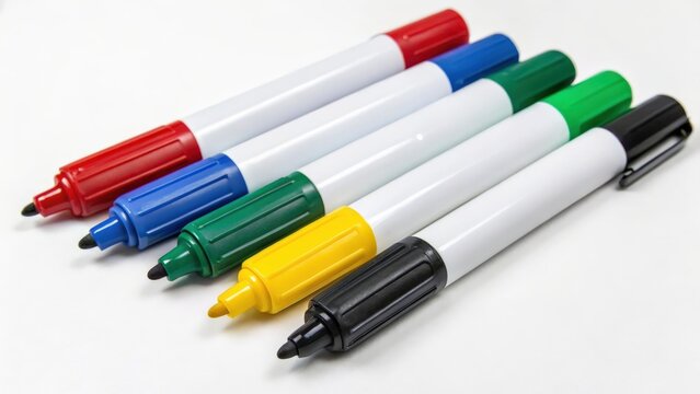 Assorted Markers on White Background