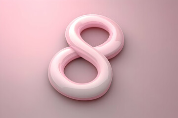 3D Illustration Pink Number Eight on Pink Background