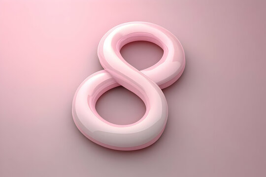 3D Illustration Pink Number Eight on Pink Background