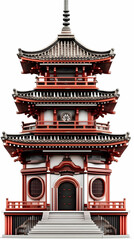 Obraz premium 3D Illustration Japanese Temple Architecture, Red Pagoda, Oriental Building