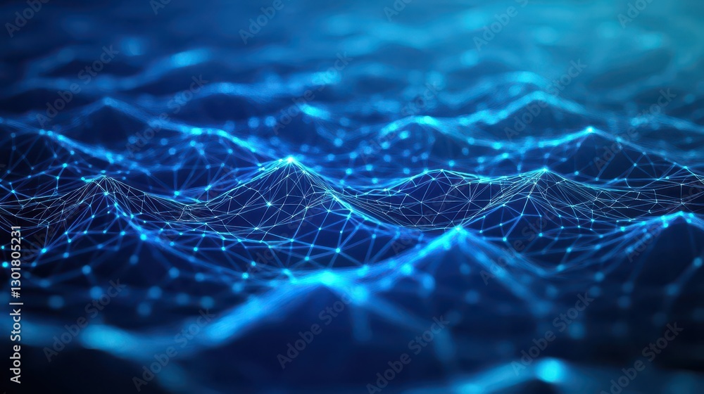 Poster vibrant blue background enhanced with intricate lines and dots creating a dynamic abstract design ev