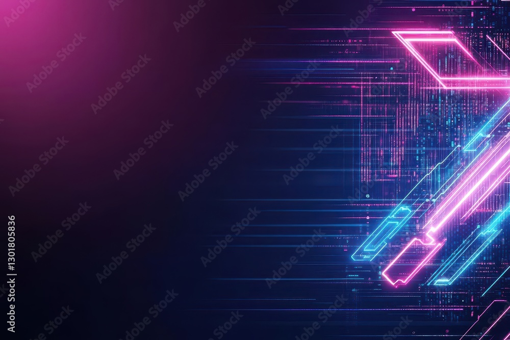 Poster vibrant neon wallpaper with striking colors illuminating a dark background creating a futuristic and