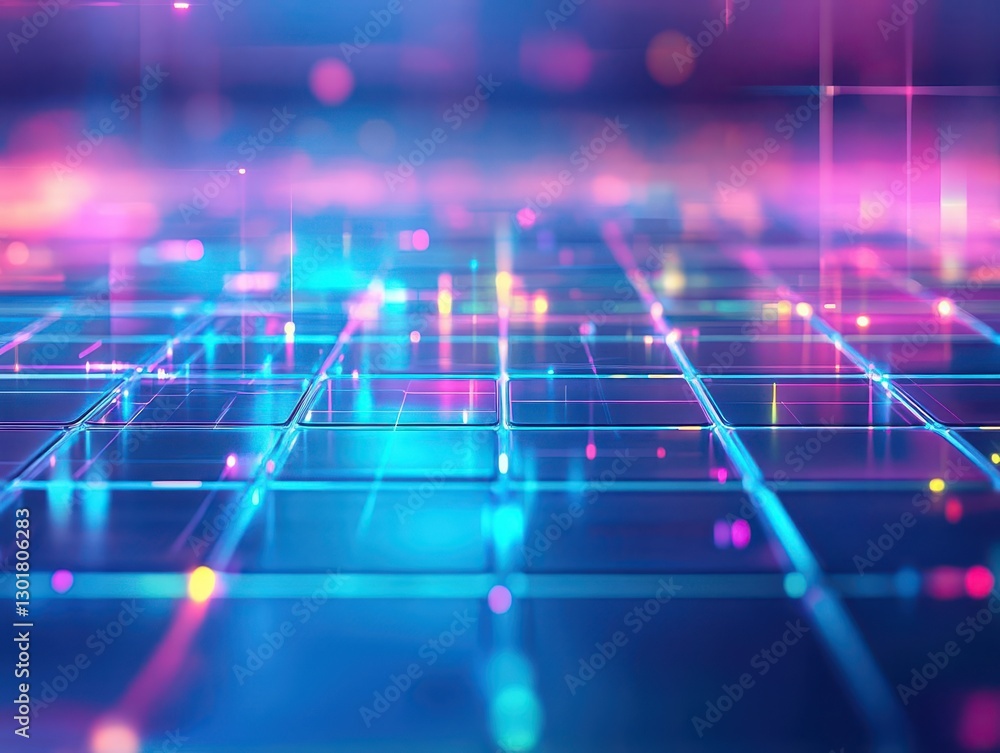 Poster vibrant and colorful computer keyboard illuminated with dynamic lights creating a modern tech atmosp