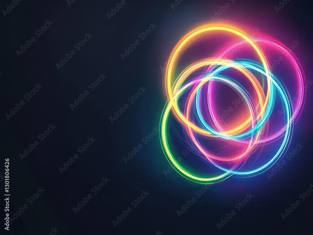 Poster vibrant and dynamic light painting in vivid colors on deep black background creating a mesmerizing a