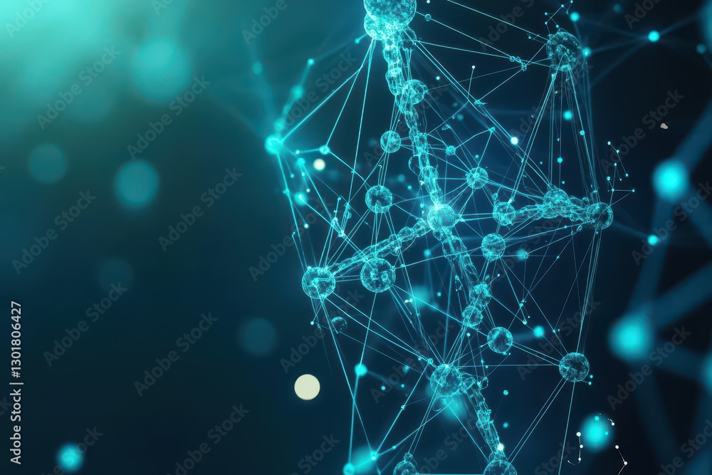 Poster abstract blue background featuring intricate network of connected lines creating a dynamic and moder