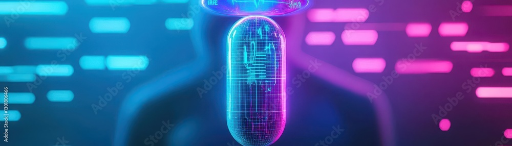 Poster futuristic human head design with intricate details and advanced technology elements representing ar