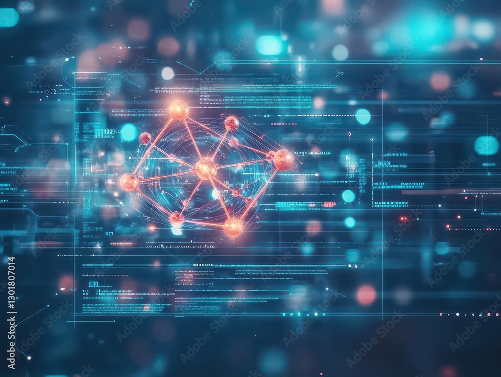 Poster futuristic abstract background featuring a complex network design with vibrant colors and dynamic sh