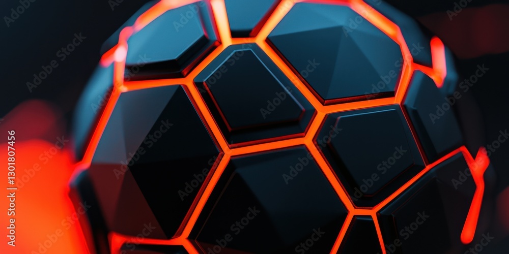 Poster close-up of a modern hexagonal pattern soccer ball design