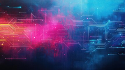 Fototapeta premium Vibrant Colorful Abstract Background Featuring Intricate Circuit Pattern Evoking Technology Innovation and Artistic Expression in Modern Design Aesthetic