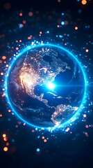 3D Earth Illustration - Global Network, Planet, Space, Technology, Communication, Data, Innovation, Science, Future, Connection
