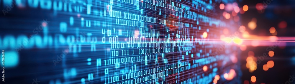 Poster vibrant computer screen displaying dynamic blue and red backgrounds with abstract shapes and pattern