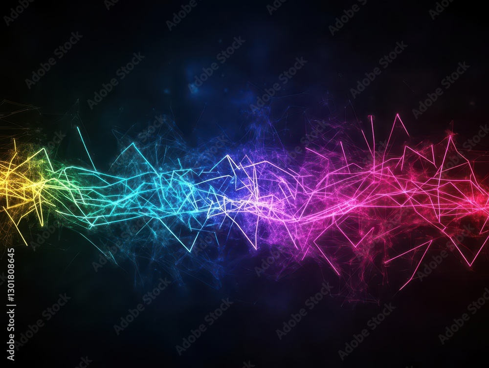 Poster vibrant colorful light streaks dancing across a dark background creating a captivating visual displa