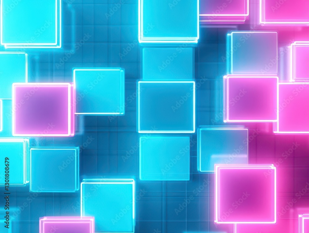 Poster vibrant abstract background featuring interconnected squares in vivid colors creating a dynamic and 