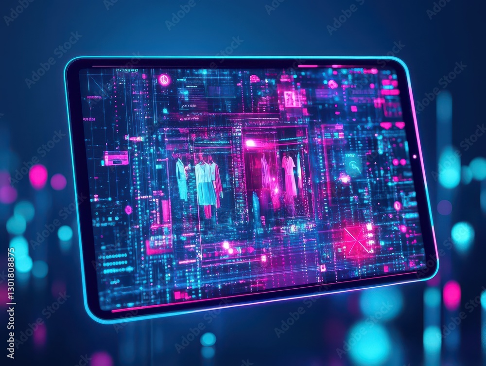 Aufkleber futuristic smartphone displaying innovative user interface with vibrant colors and advanced technolo