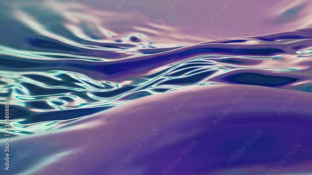 Poster flowing liquid with iridescent colors and smooth texture, abstract art concept