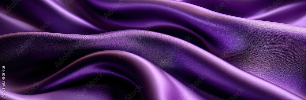 Poster lush dark purple satin fabric draping smoothly with elegant waves and soft shadows creating an exqui