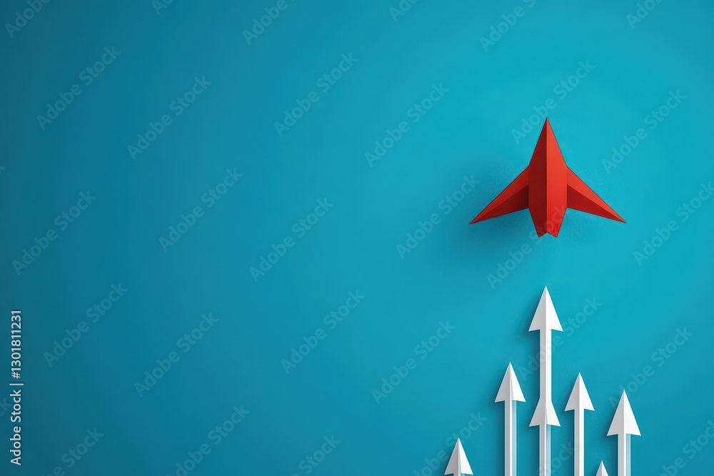 Aufkleber dynamic red paper airplane soaring above vibrant graph symbolizing innovation creativity and progres