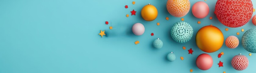 Vibrant Colorful Easter Eggs Soaring Through the Air Against a Bright Blue Sky Capturing the Joyful Spirit of Spring Celebrations and Festivities