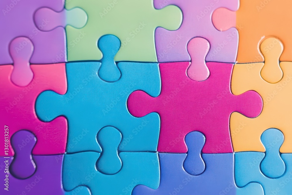 Poster vibrant colorful puzzle piece surrounded by abstract patterns and shapes symbolizing creativity imag