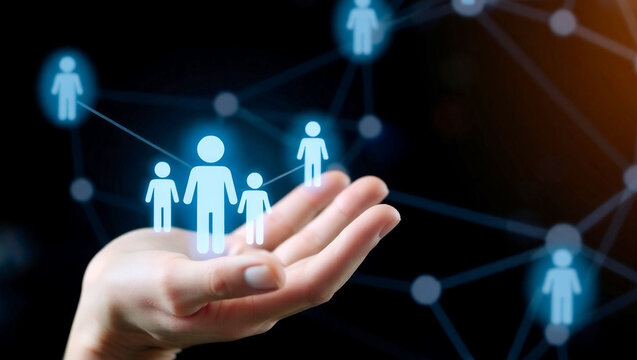 Digital Social Network - People Connection and Community Concept. Generative AI	