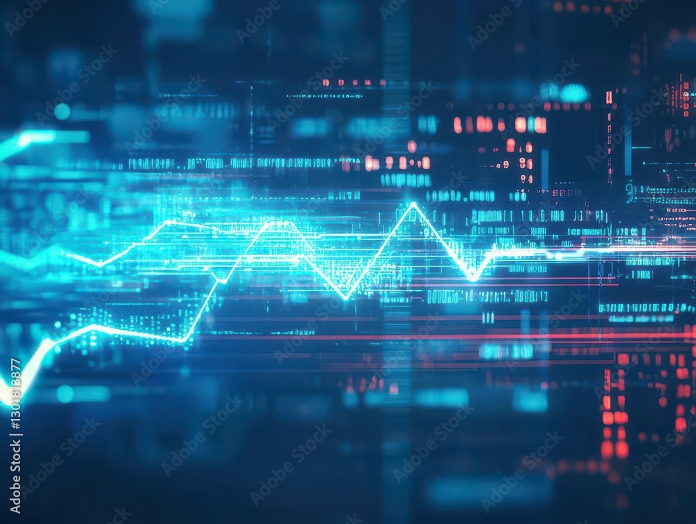 Poster vibrant blue and red abstract background featuring a dynamic line of light creating a striking visua