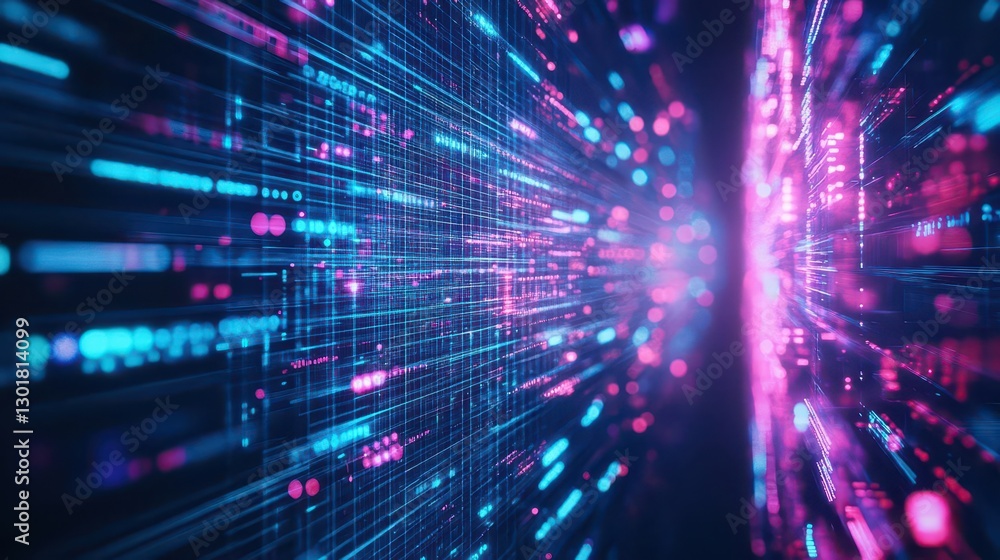 Poster mysterious dark tunnel illuminated by vibrant neon lights creating an intriguing and futuristic atmo