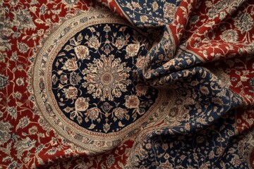 Decorative oriental rug with intricate floral patterns.