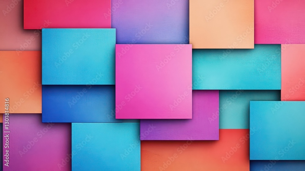 Poster vibrant multicolored background featuring abstract squares in vivid shades creating a playful and en