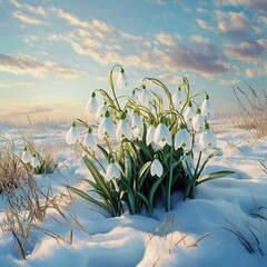 spring flowers in the snow