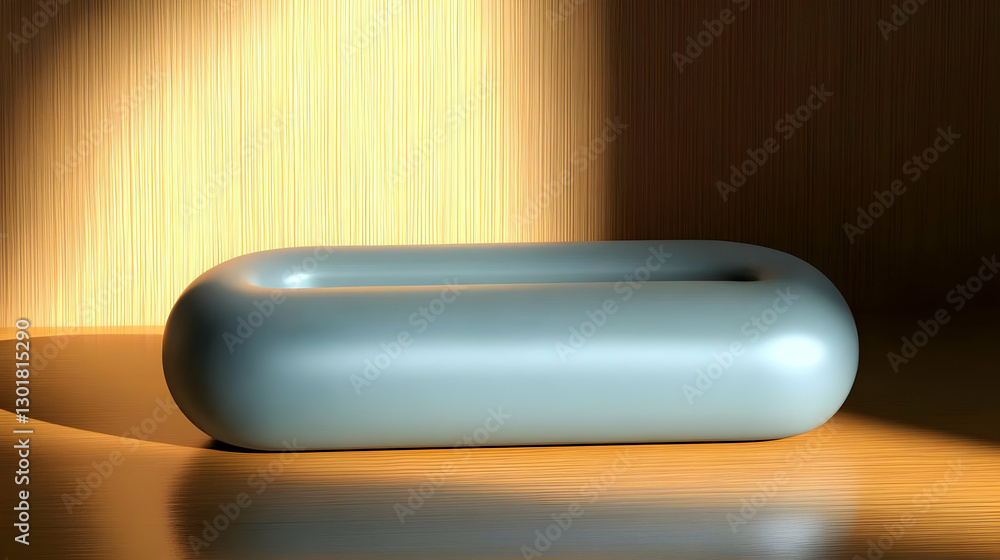 Poster 3d abstract background illustration- smooth, rounded rectangular object on textured wood