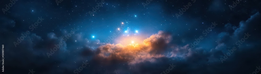 Aufkleber vibrant cosmic nebula with colorful gas clouds and stellar dust capturing the wonders of the univers