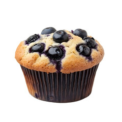 Blueberry muffin isolated on white background
