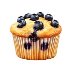 Blueberry muffin isolated on white background