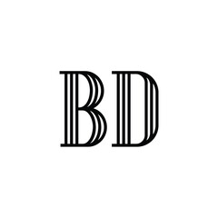 BD monogram logo design letter text name symbol monochrome logotype alphabet character simple logo