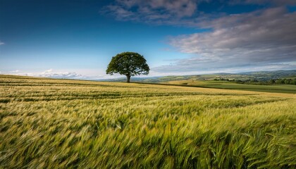 lonely tree in the field fife scotland uk
