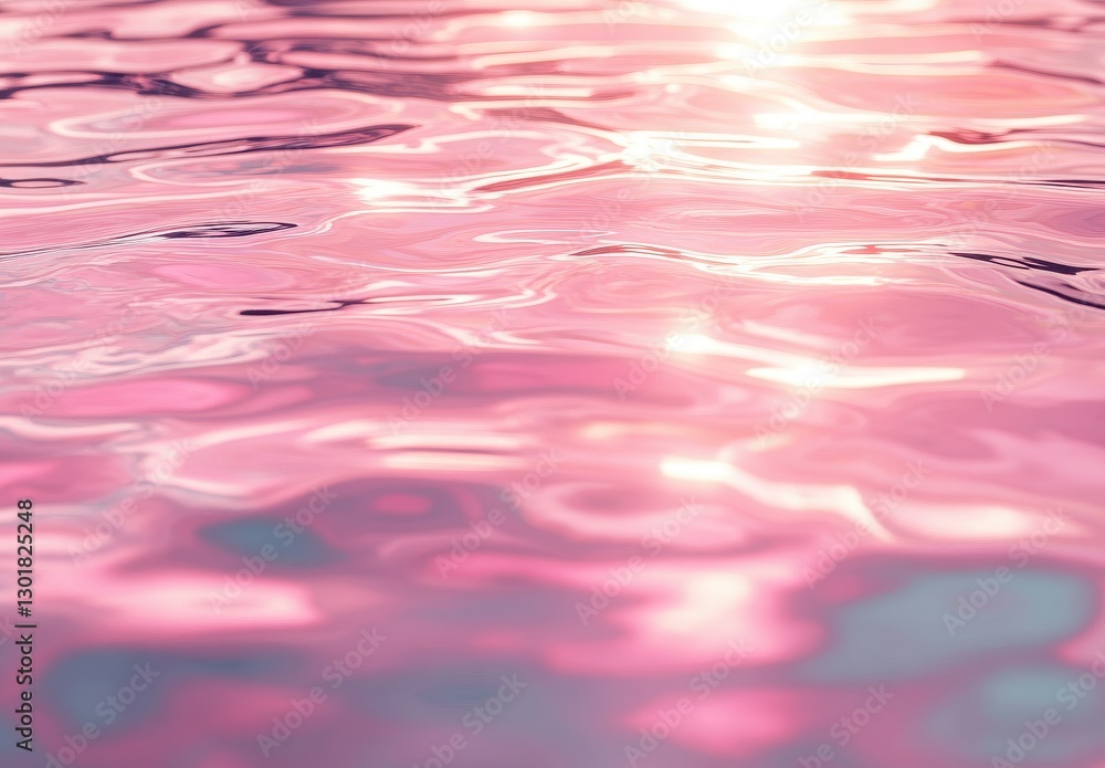 Aufkleber soft pink water reflections with shimmering light and gentle waves in a tranquil setting create a se
