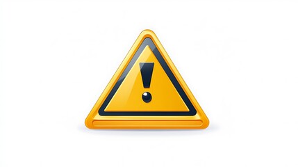3D Render of a Glossy Yellow Warning Sign: Exclamation Mark Icon AI Generated
