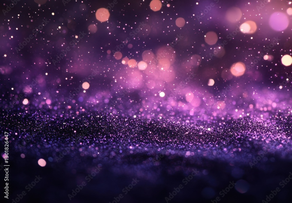 Poster sparkling purple background with shimmering glitter and bokeh effects for creative and artistic proj